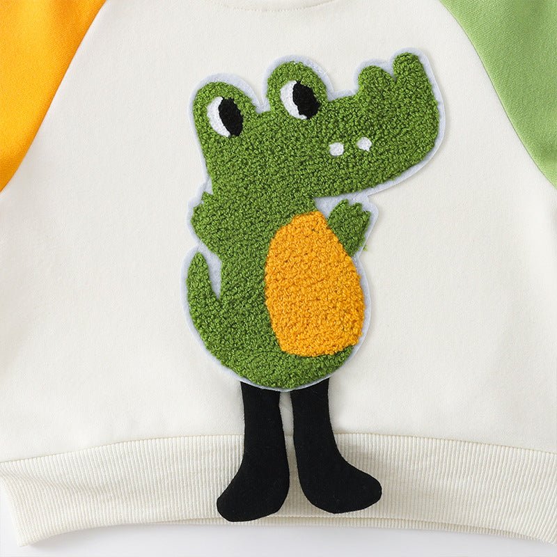 Børnetrøje/sweatshirt med krokodille design (1-8 år)