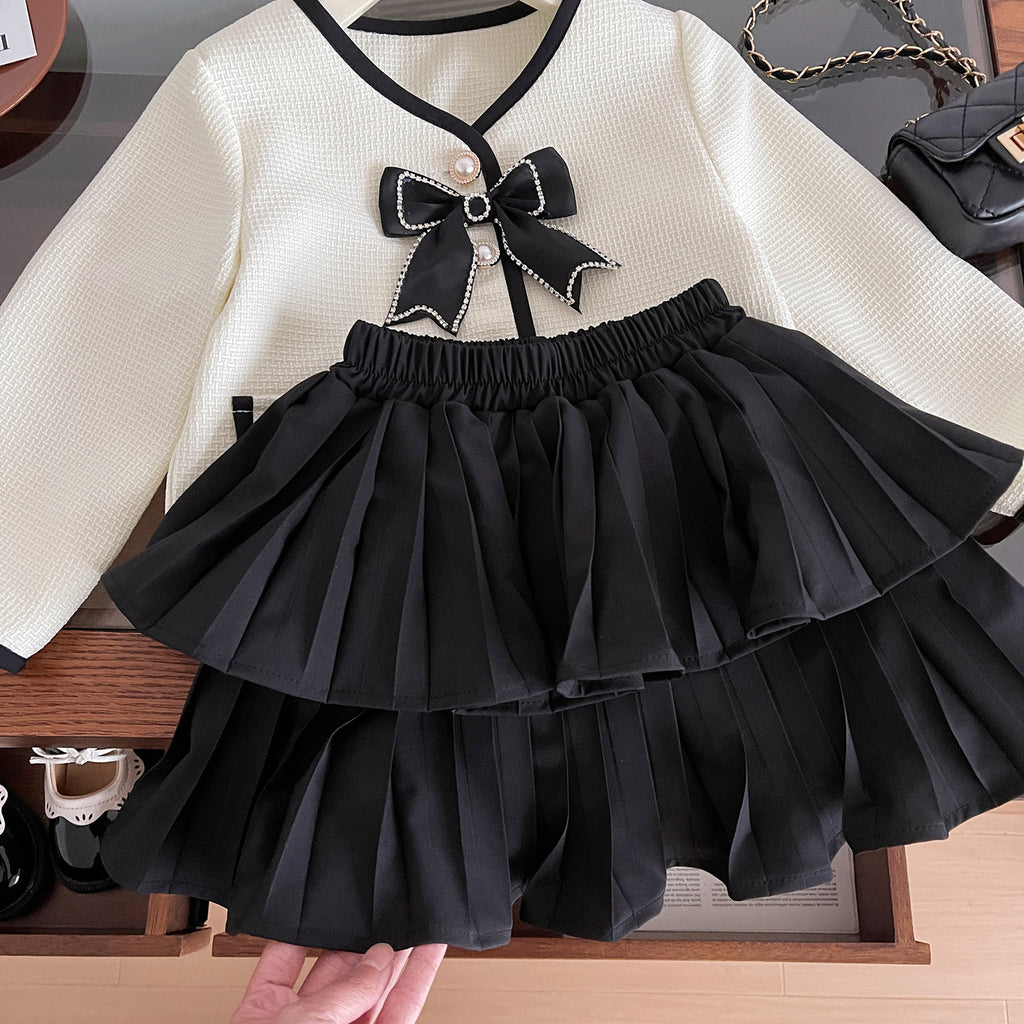 Elegant jakkesæt til piger (1-8 år)-klassisk sort og hvid