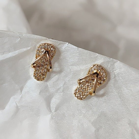 14K Forgyldt 925S Sølvnåle Klip Klap Øreringe med Mikroindfattede Zirconia – Unikt og Funklende Design - Lilla Villa