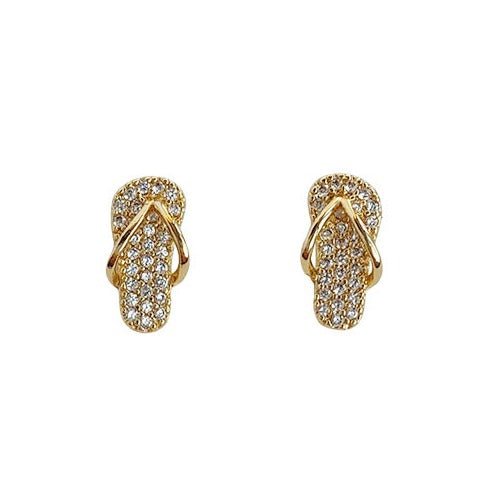 14K Forgyldt 925S Sølvnåle Klip Klap Øreringe med Mikroindfattede Zirconia – Unikt og Funklende Design - Lilla Villa