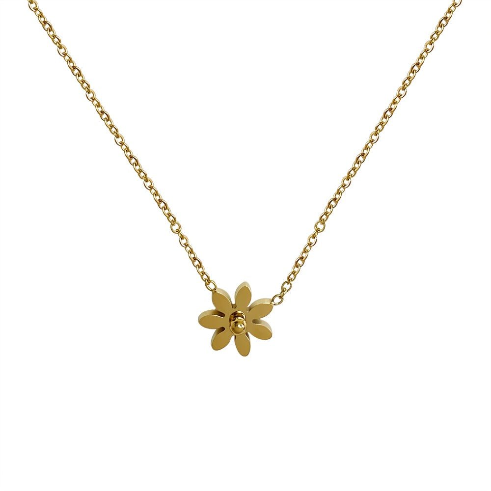 14K Forgyldt Titaniumstål Halskæde med Marguerit – Elegant og Tidløst Design - Lilla Villa