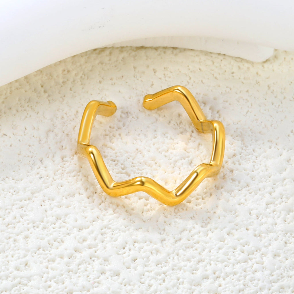 14K Forgyldt Titaniumstål Justerbar Ring med Taksformet design – Moderne og Tidløs Design - Lilla Villa