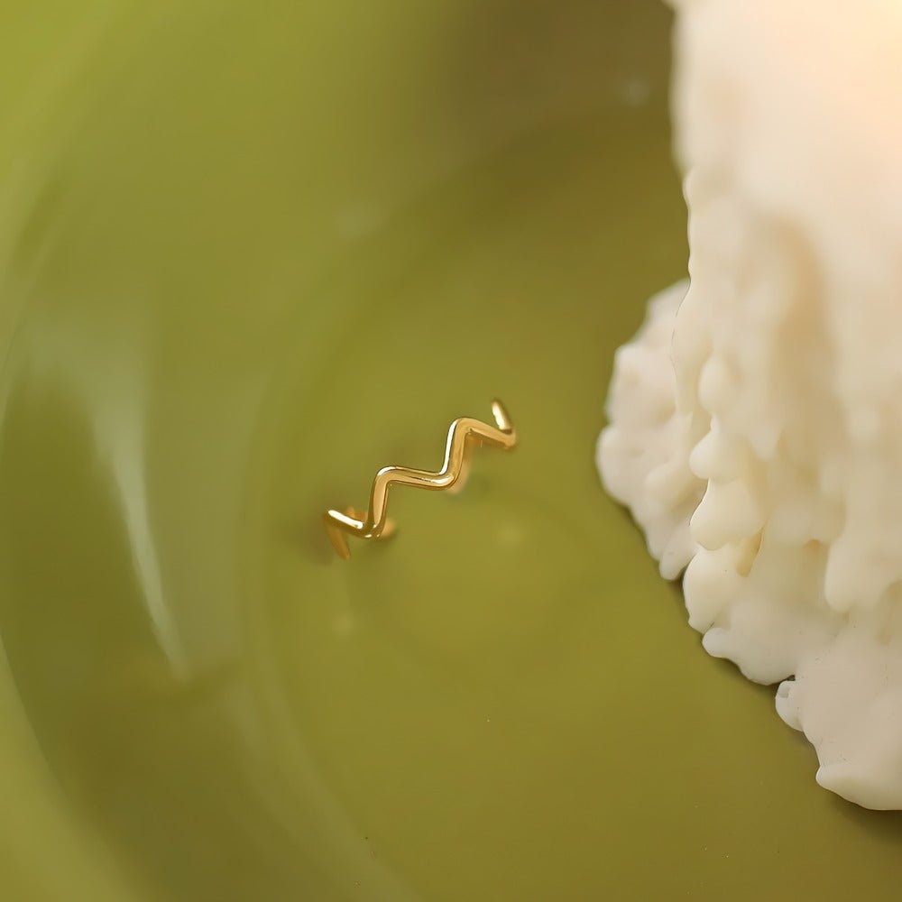 14K Forgyldt Titaniumstål Justerbar Ring med Taksformet design – Moderne og Tidløs Design - Lilla Villa