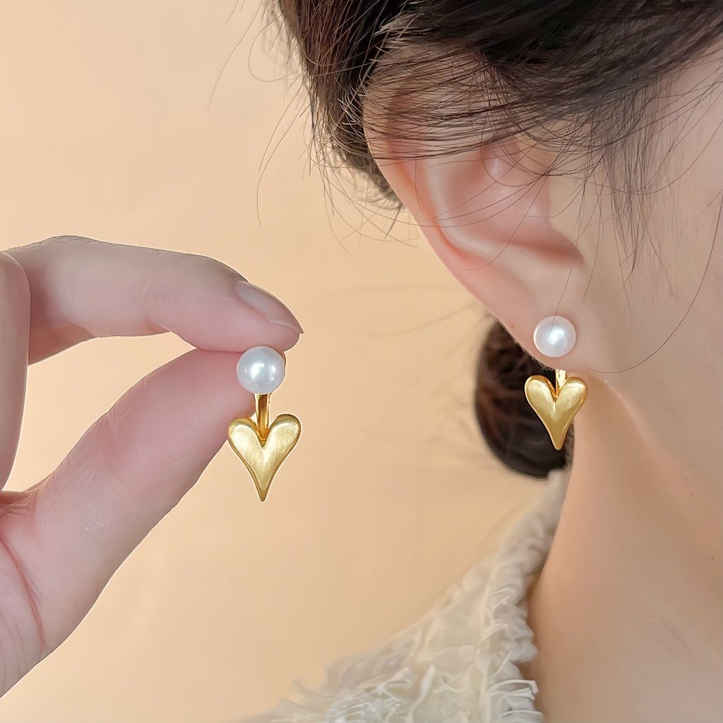 14K Forgyldte 925 sterling sølv nåle Elegant Hjerteformet Øreringe med Ferskvandsperle - Lilla Villa