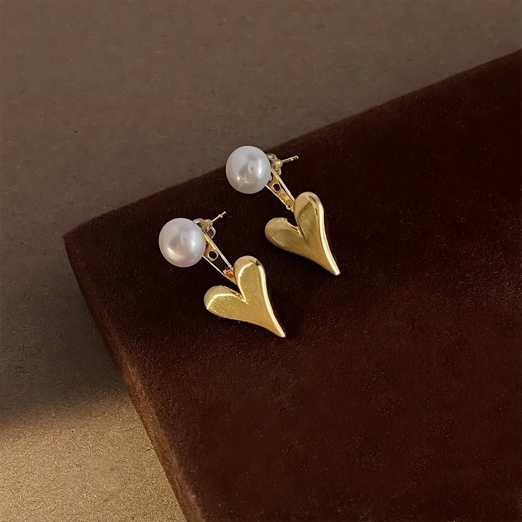 14K Forgyldte 925 sterling sølv nåle Elegant Hjerteformet Øreringe med Ferskvandsperle - Lilla Villa