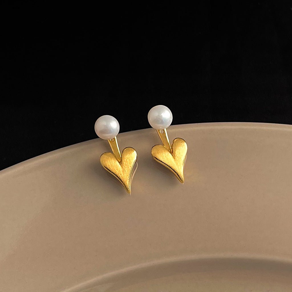 14K Forgyldte 925 sterling sølv nåle Elegant Hjerteformet Øreringe med Ferskvandsperle - Lilla Villa
