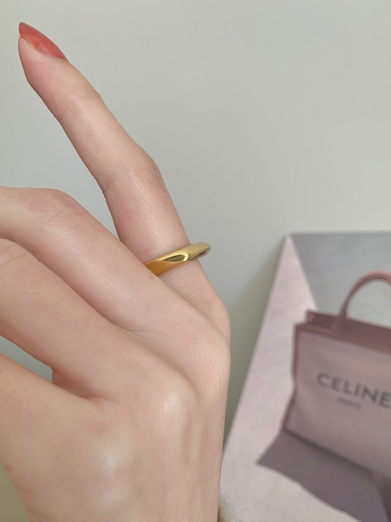 14K guldbelagt/forgyldt geometrikonveks rektangulær åben ring - Lilla Villa