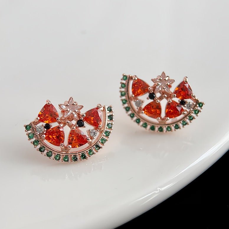 14K guldforgyldte 925 sølvnåle farverige vandmelon øreringe - Lilla Villa