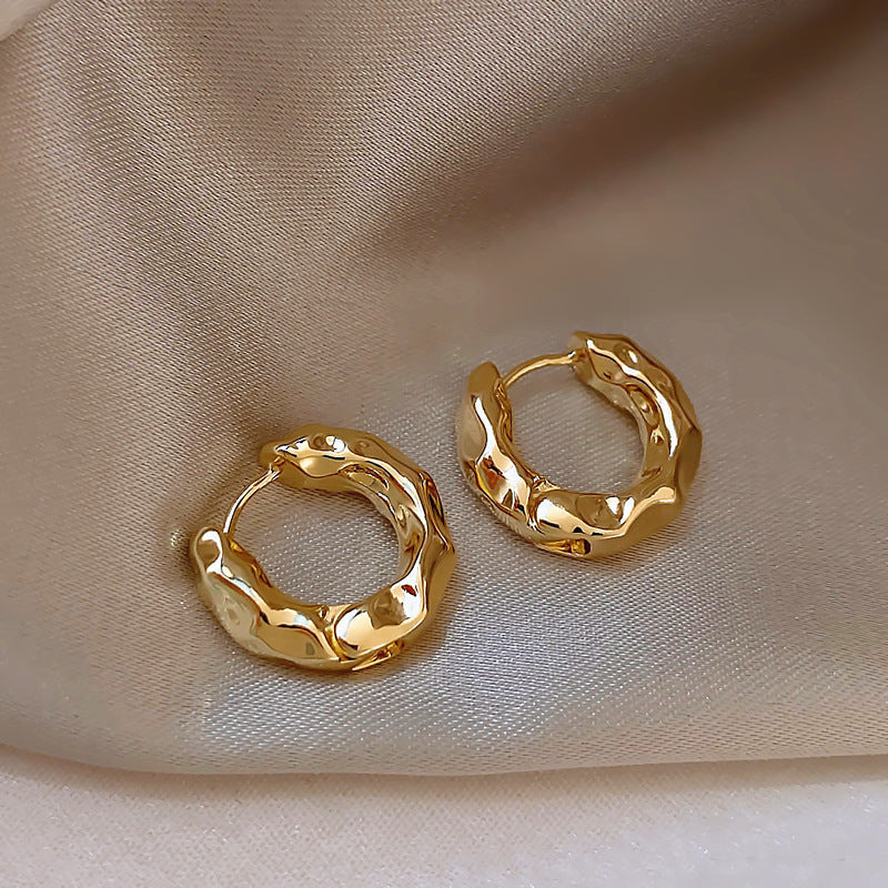 14k guldbelagt elegante unik tekstur øreringe