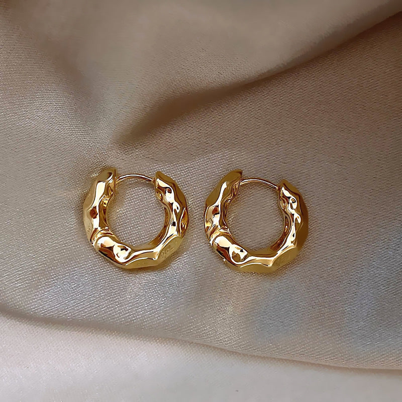 14k guldbelagt elegante unik tekstur øreringe