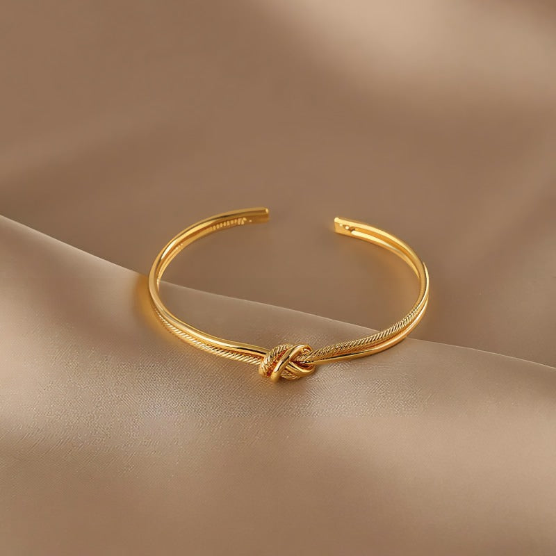 18K guldbelagt/forgyldt håndlavet knudeåben armbånd i minimalistisk design