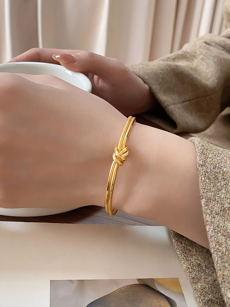 18K guldbelagt/forgyldt håndlavet knudeåben armbånd i minimalistisk design