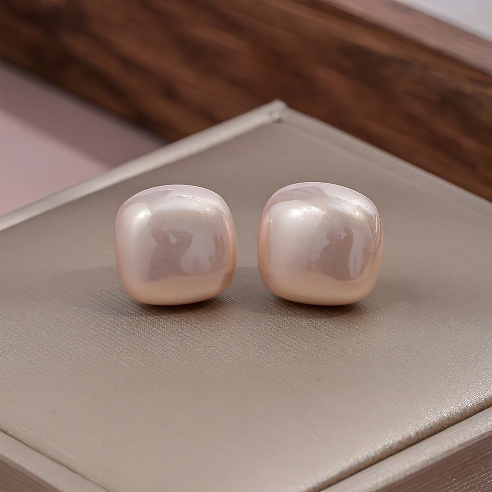 18K forgyldt 925 sterling sølvnåle elegant ørestikker med firkantet perledesign - Lilla Villa