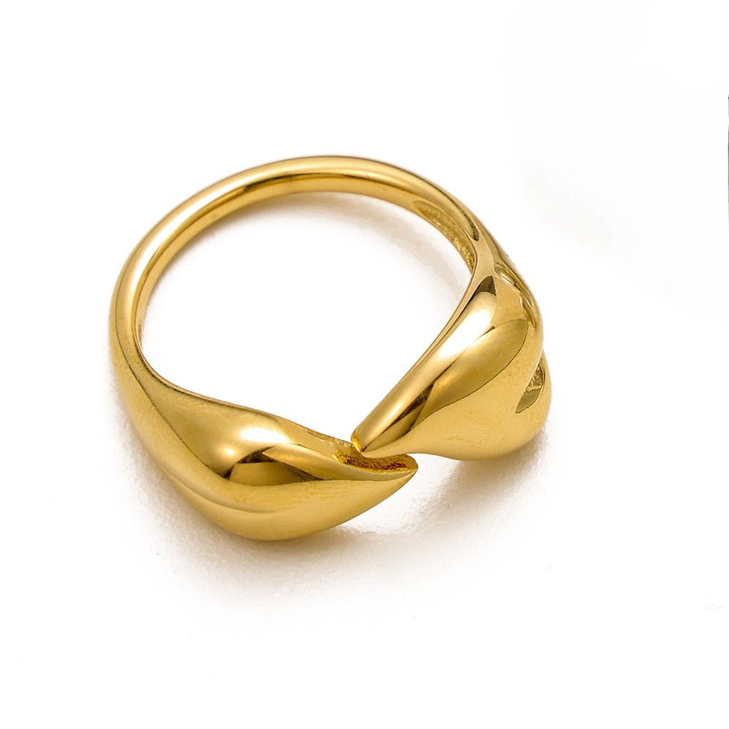 18K Forgyldt Åben Hjertering – Asymmetrisk og Justerbar Statement Ring - Lilla Villa