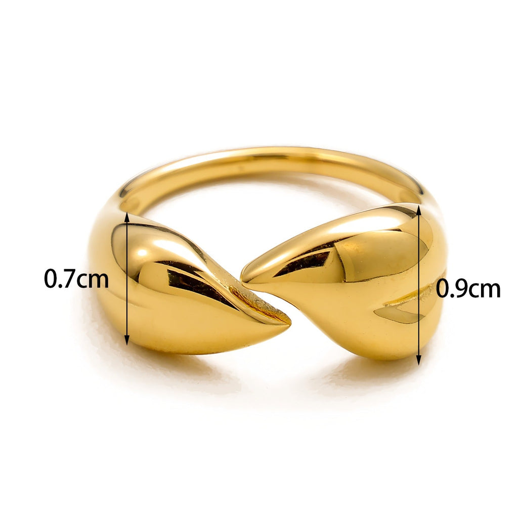 18K Forgyldt Åben Hjertering – Asymmetrisk og Justerbar Statement Ring - Lilla Villa