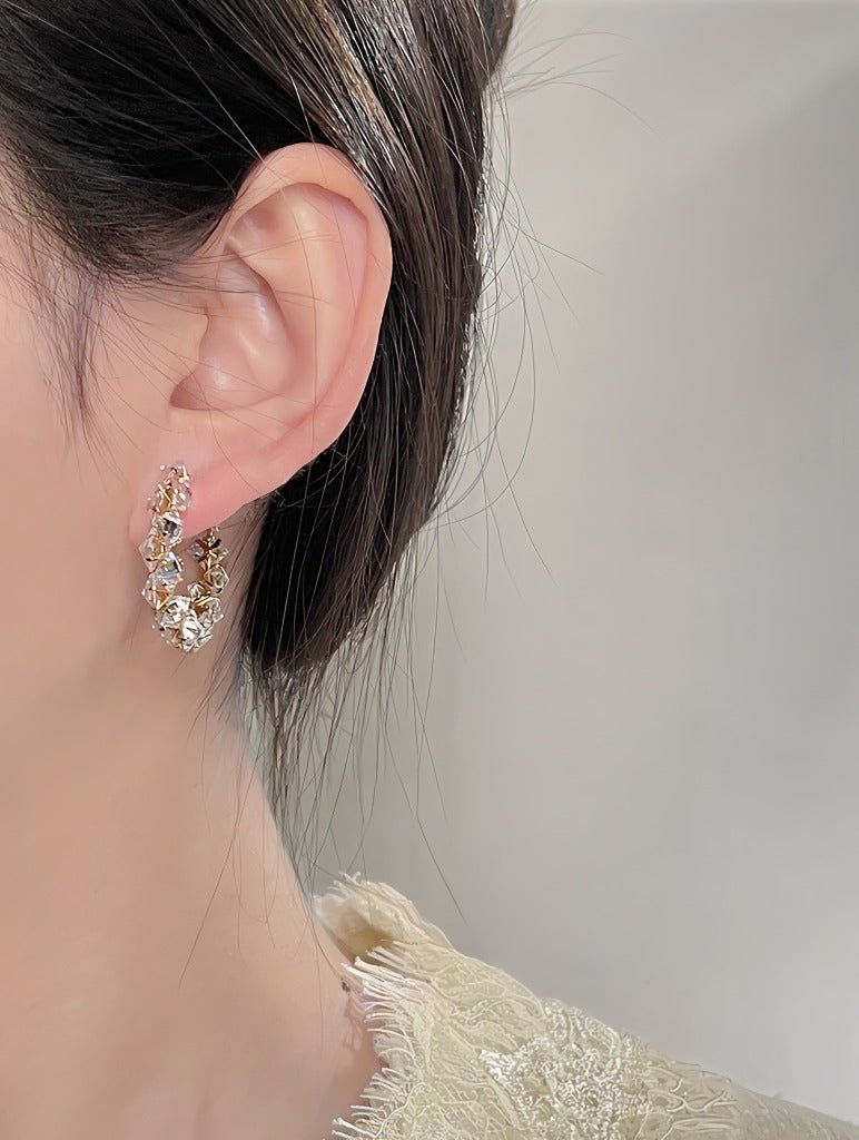 18K Forgyldt Krystal Hoop Øreringe med 925S Sølvnål - Lilla Villa