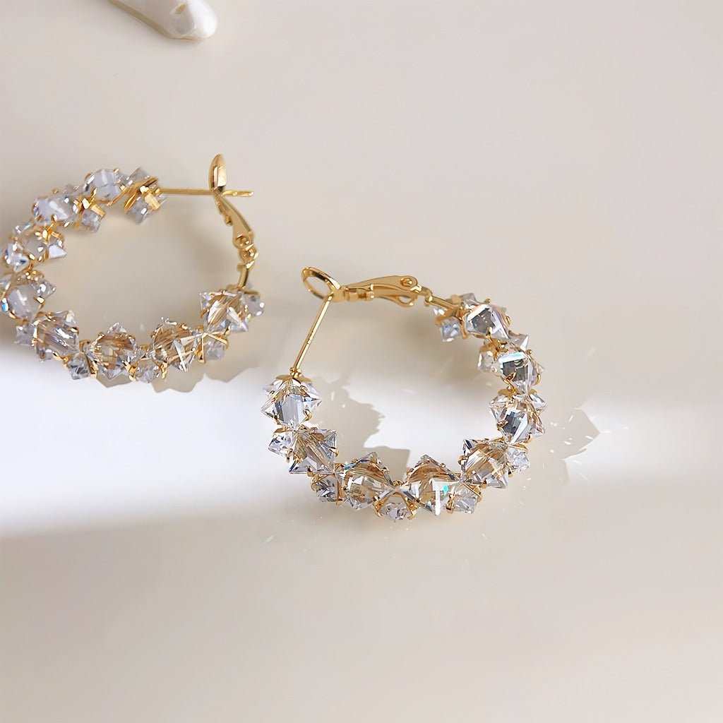 18K Forgyldt Krystal Hoop Øreringe med 925S Sølvnål - Lilla Villa