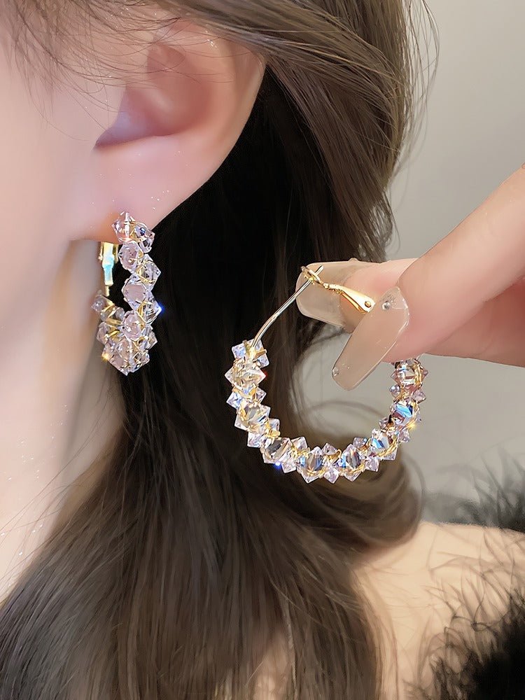 18K Forgyldt Krystal Hoop Øreringe med 925S Sølvnål - Lilla Villa