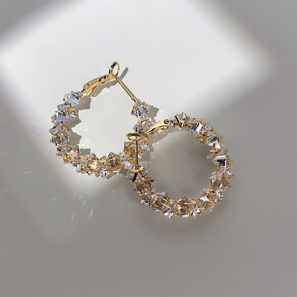 18K Forgyldt Krystal Hoop Øreringe med 925S Sølvnål - Lilla Villa