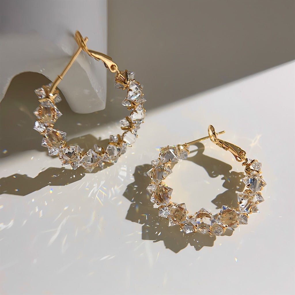 18K Forgyldt Krystal Hoop Øreringe med 925S Sølvnål - Lilla Villa