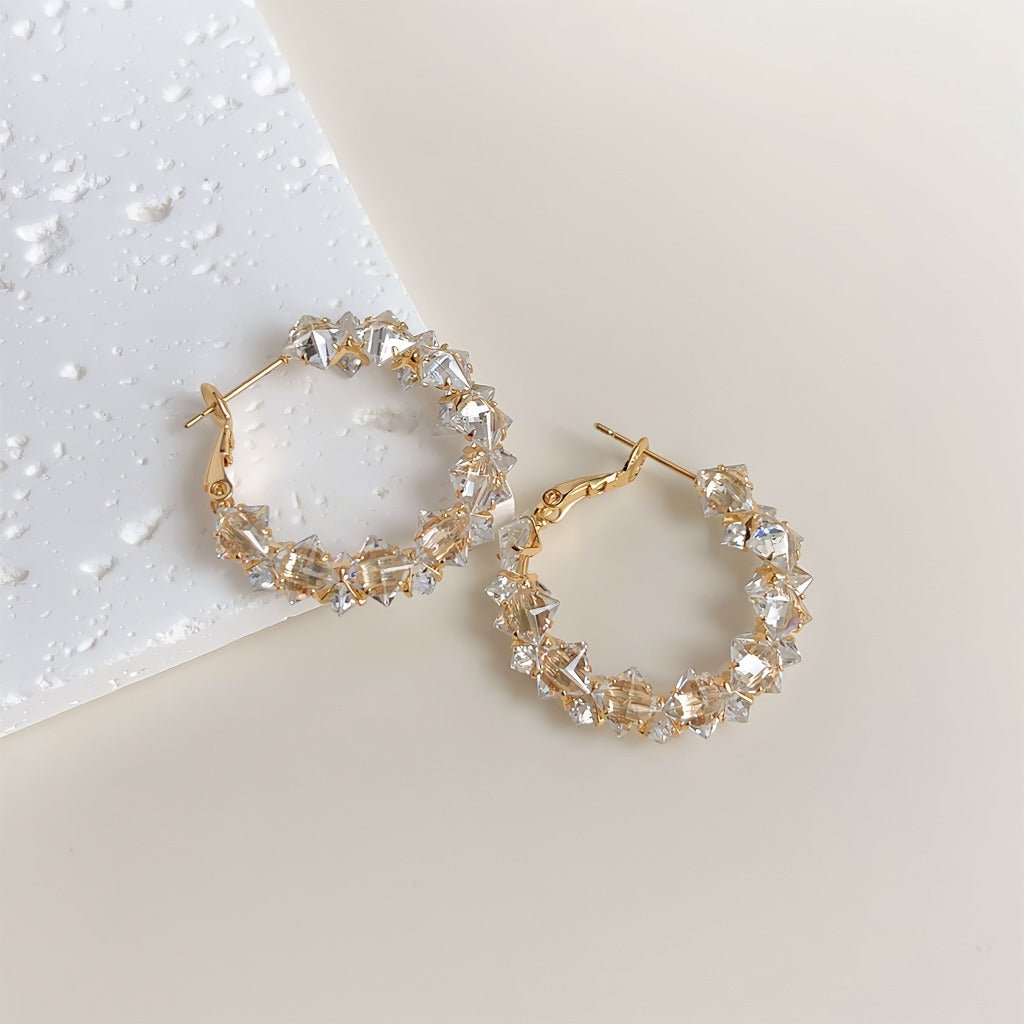 18K Forgyldt Krystal Hoop Øreringe med 925S Sølvnål - Lilla Villa
