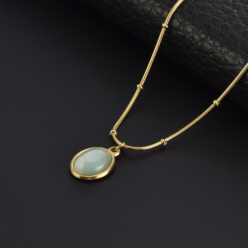 18K Guld Belægning Rustfrit Stål Halskæde med Chrysoberyl Øje - effekt Sten – Elegant og Tidløst Design - Lilla Villa