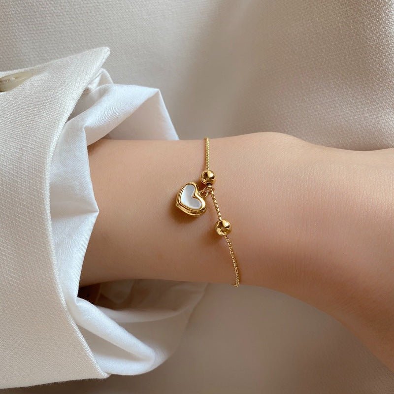 18K guldbelagt hjerte skal armbånd - Lilla Villa