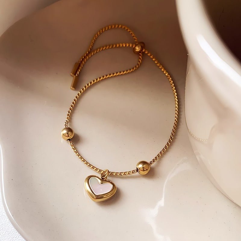 18K guldbelagt hjerte skal armbånd - Lilla Villa