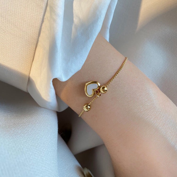 18K guldbelagt hjerte skal armbånd - Lilla Villa