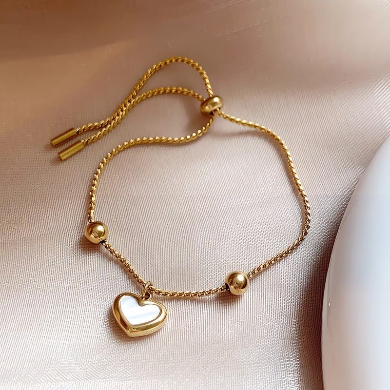 18K guldbelagt hjerte skal armbånd - Lilla Villa