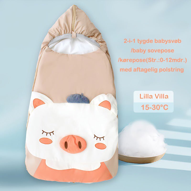 2 - i - 1 babysvøb/baby sovepose/kørepose(Str.:0 - 12mdr.)med aftagelig polstring til 15 - 30°C - beige - Lilla Villa