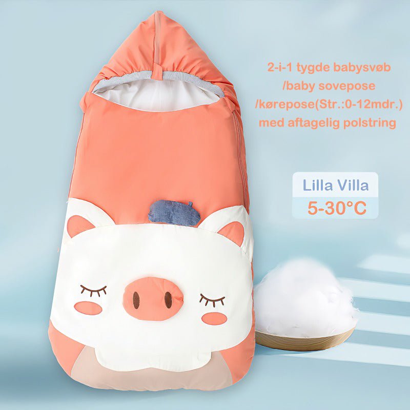 2 - i - 1 vinter babysvøb/baby sovepose/kørepose(Str.:0 - 12mdr.)med aftagelig polstring til 5 - 30°C - orange - Lilla Villa