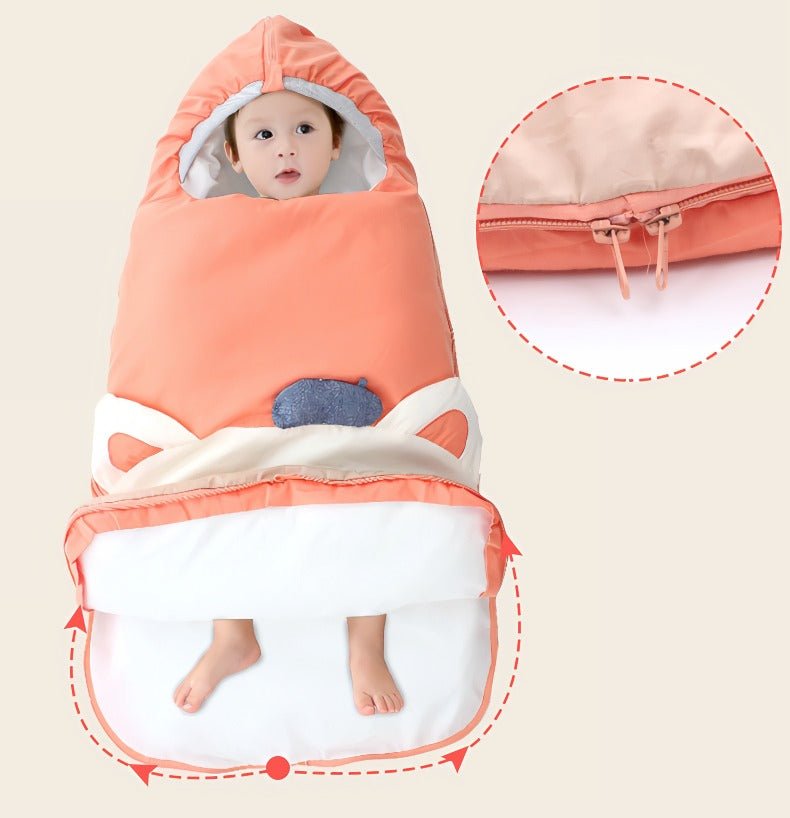 2 - i - 1 vinter babysvøb/baby sovepose/kørepose(Str.:0 - 12mdr.)med aftagelig polstring til 5 - 30°C - orange - Lilla Villa