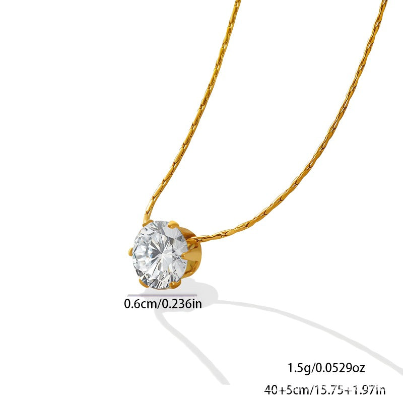 316L rustfrit stål med 18K forgyldt Halskæde med Zirkonia – Elegant og Fin Design