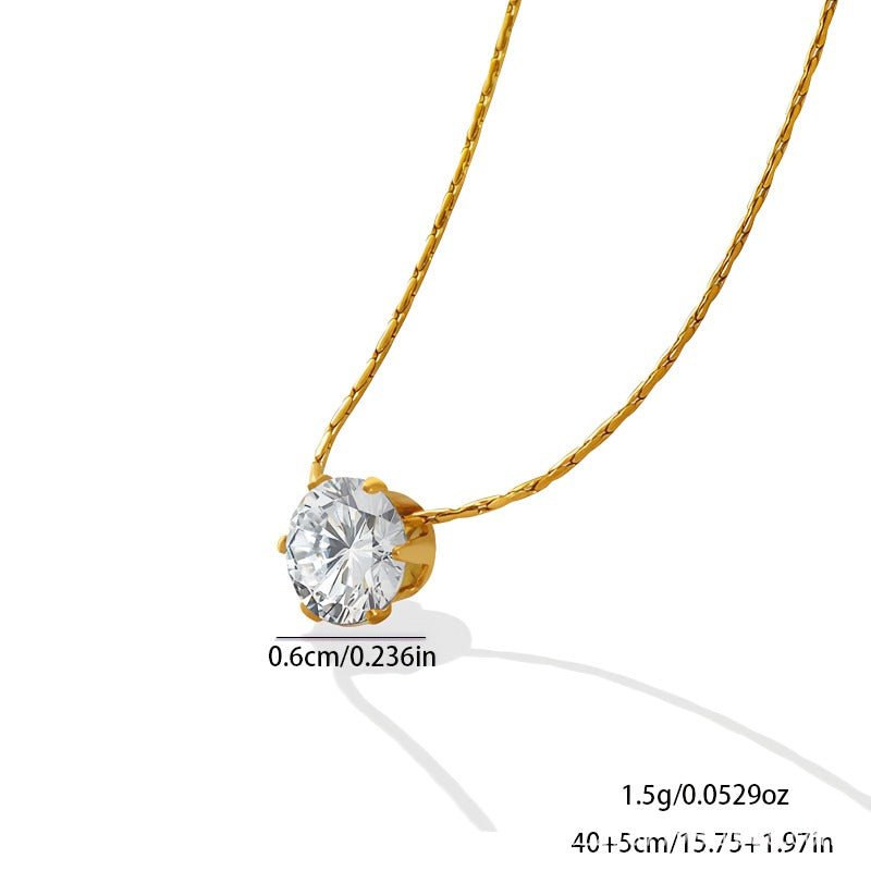 316L rustfrit stål med 18K forgyldt Halskæde med Zirkonia – Elegant og Fin Design - Lilla Villa