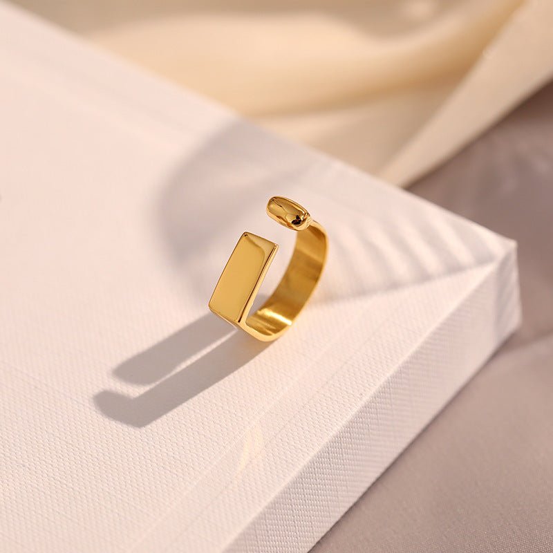 925 Sølv Forgyldt 14K Guld Geometrisk Justerbar Ring – Minimalistisk og Elegant Design - Lilla Villa