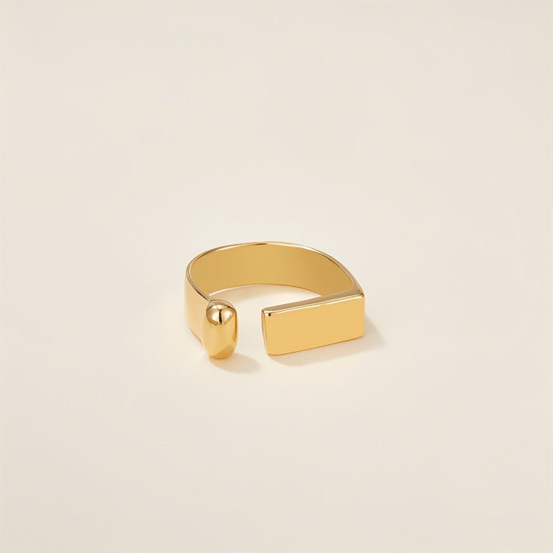 925 Sølv Forgyldt 14K Guld Geometrisk Justerbar Ring – Minimalistisk og Elegant Design - Lilla Villa