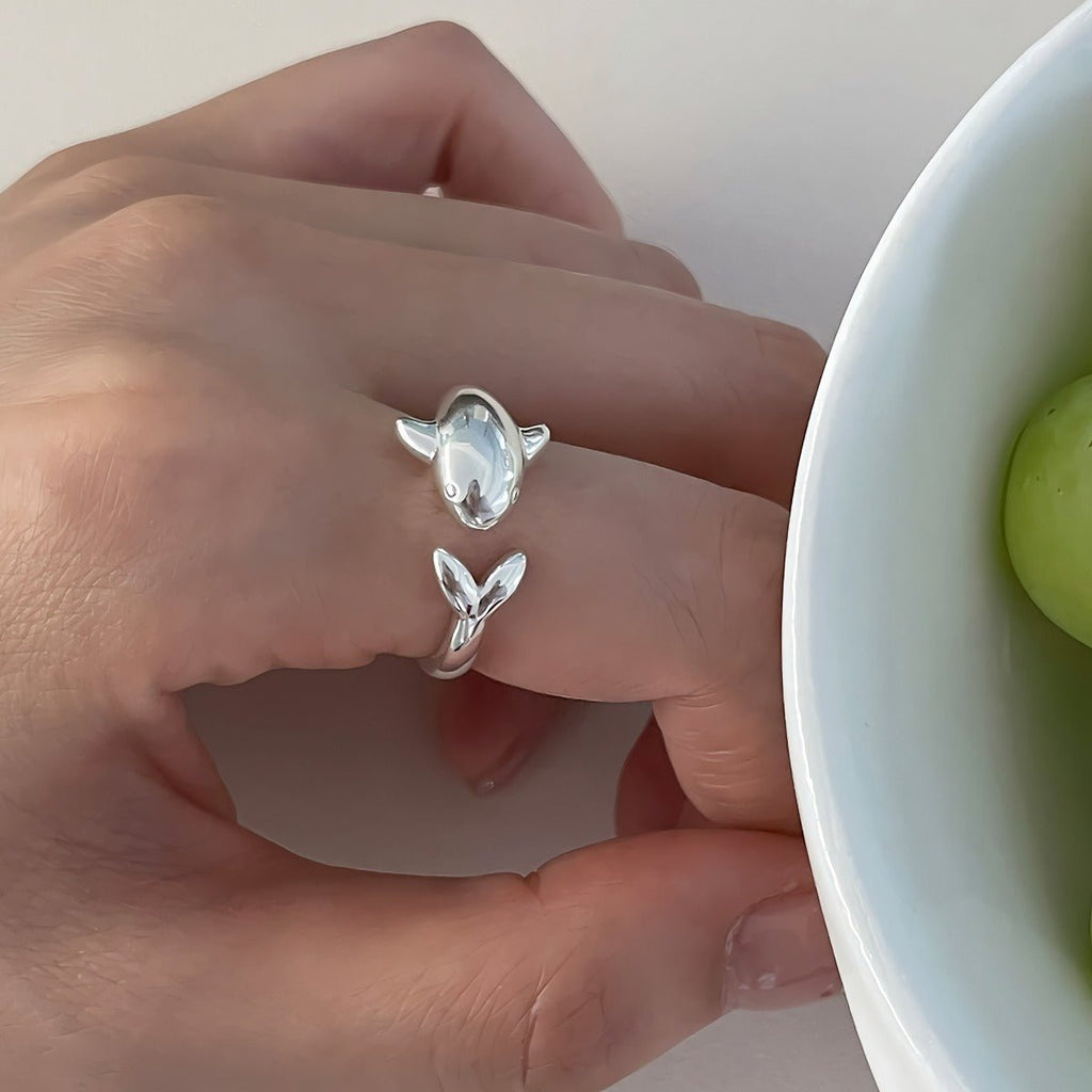 925 Sølv Justerbar Delfin Ring – Sødt og Symbolsk Design - Lilla Villa