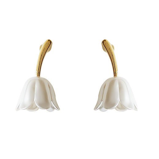 925 Sølv Nål Forgyldt Tulipanformede Øreringe – Elegant og Blomstret Design - Lilla Villa
