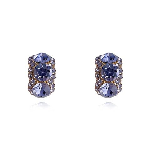 925 sølv nåle 14K Forgyldte Lilla Krystal Øreringe med Zirkonia – Elegant og Glitrende Design - Lilla Villa