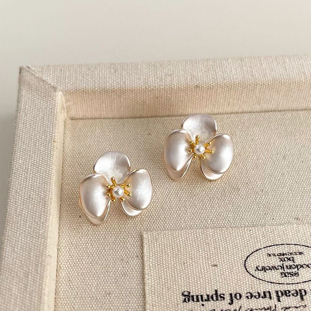 925 Sølvnål 14K Forgyldt Elegant Håndlavede Blomsterøreringe - Lilla Villa