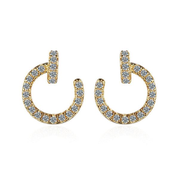 925 Sølvnål 14K Forgyldt Klassiske Cirkulære Zirkonia Øreringe - Lilla Villa