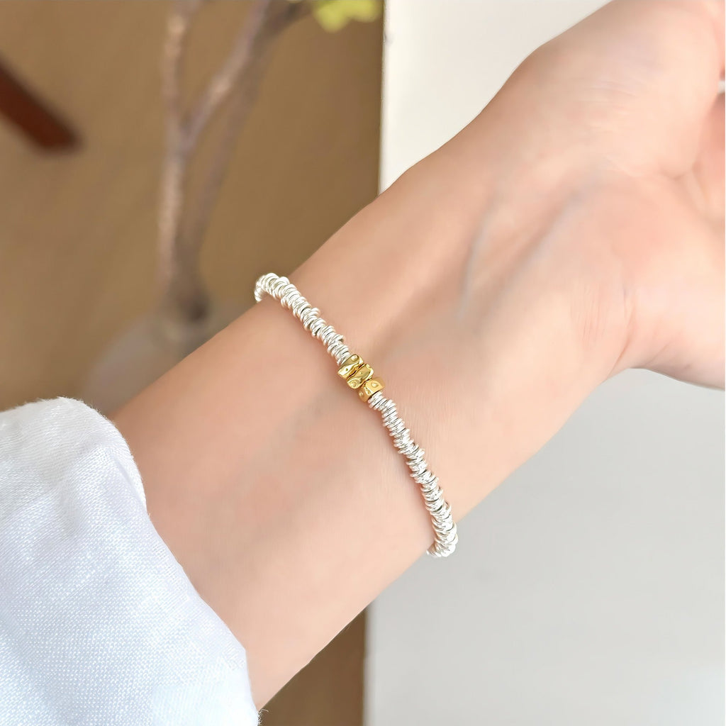 925 Stering Sølv Justerbart Armbånd med 14K Guldbelægning – Eksklusivt Design - Lilla Villa