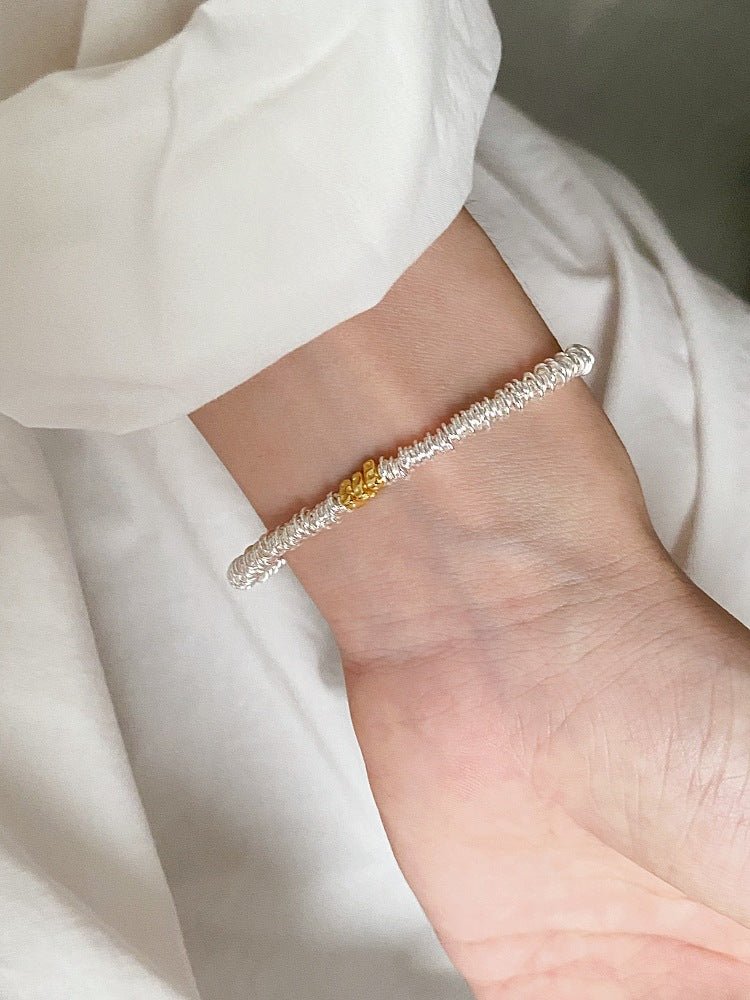 925 Stering Sølv Justerbart Armbånd med 14K Guldbelægning – Eksklusivt Design - Lilla Villa