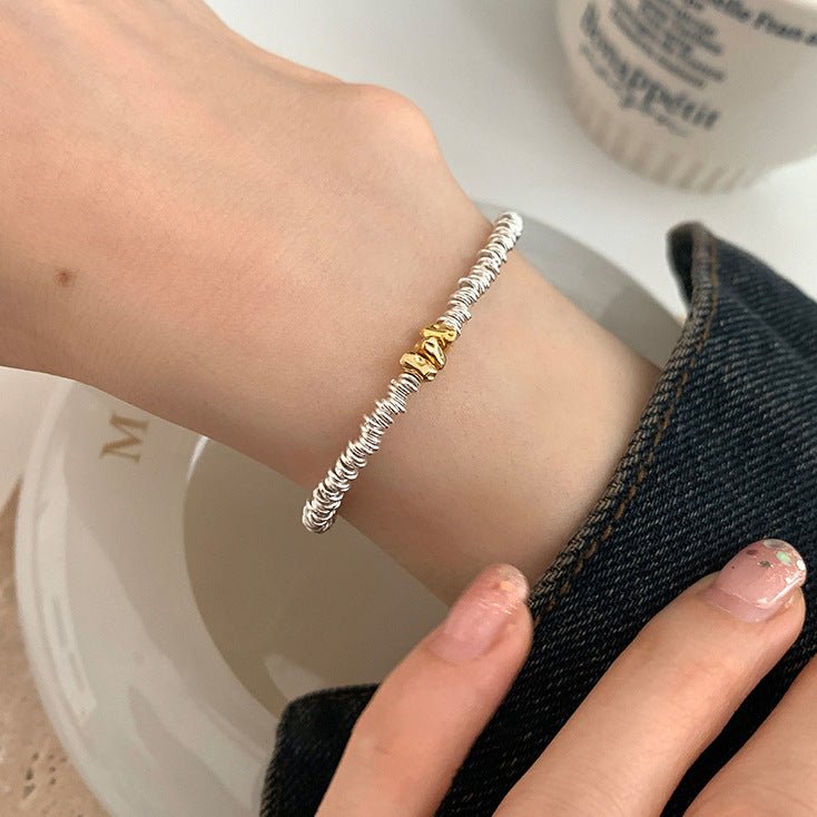 925 Stering Sølv Justerbart Armbånd med 14K Guldbelægning – Eksklusivt Design - Lilla Villa