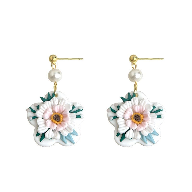 925 Sterling Silver Nål 14K forgyldt Elegant Handcrafted Floral Earrings with Freshwater Pearls - Lilla Villa