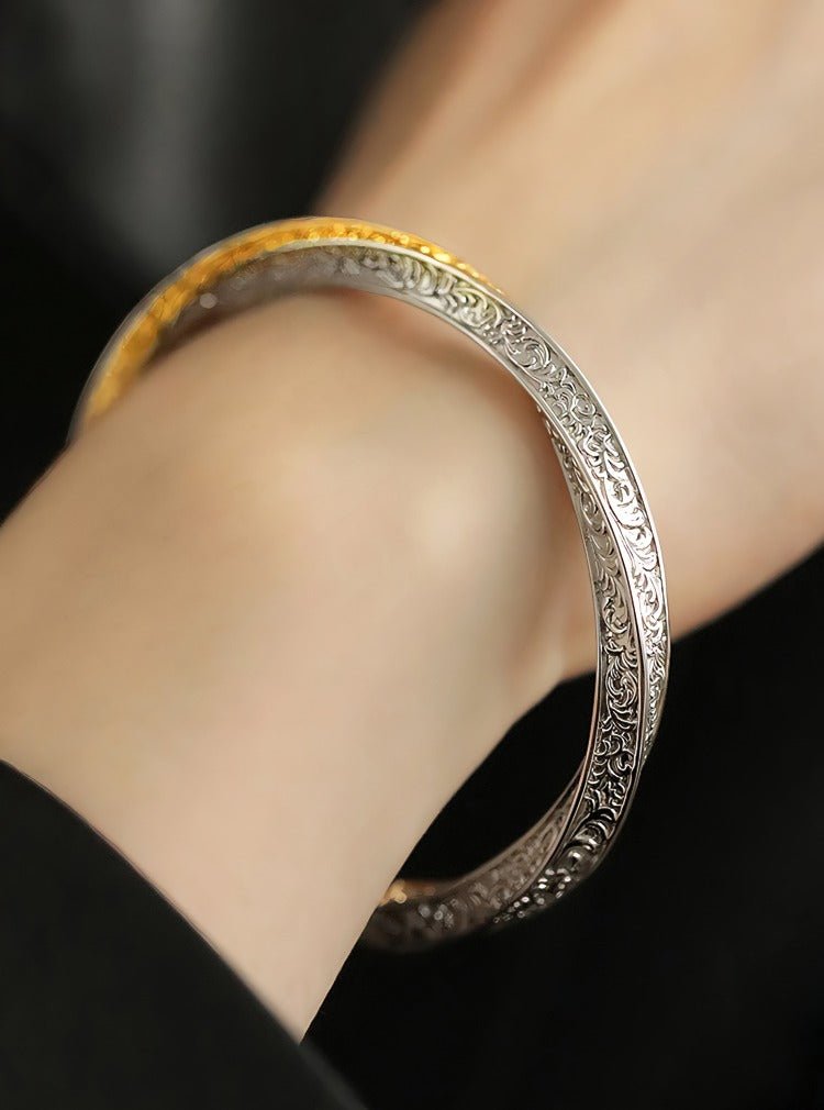 925 Sterling Sølv & 14K Forgyldt Vintage Armbånd – Unik og Raffineret Håndværk - Lilla Villa