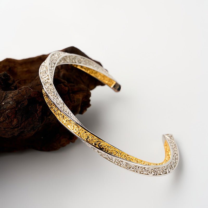 925 Sterling Sølv & 14K Forgyldt Vintage Armbånd – Unik og Raffineret Håndværk - Lilla Villa