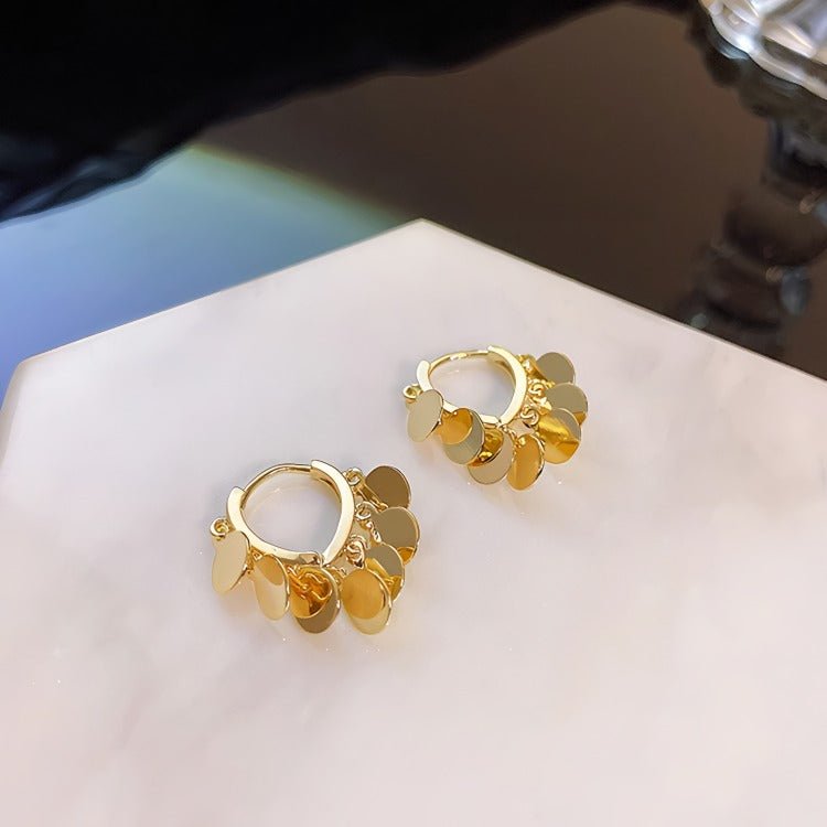 925 sterling sølv 14k guldbelagt disc tassel øreringe - Lilla Villa