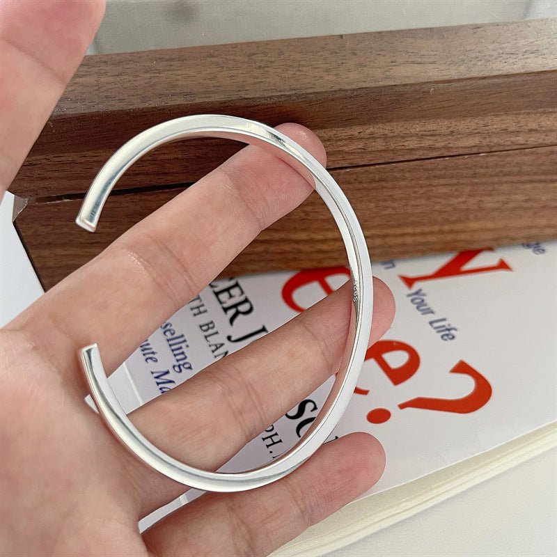925 Sterling Sølv Åben Armbånd med Poleret Finish – Enkel og Elegant Design - Lilla Villa